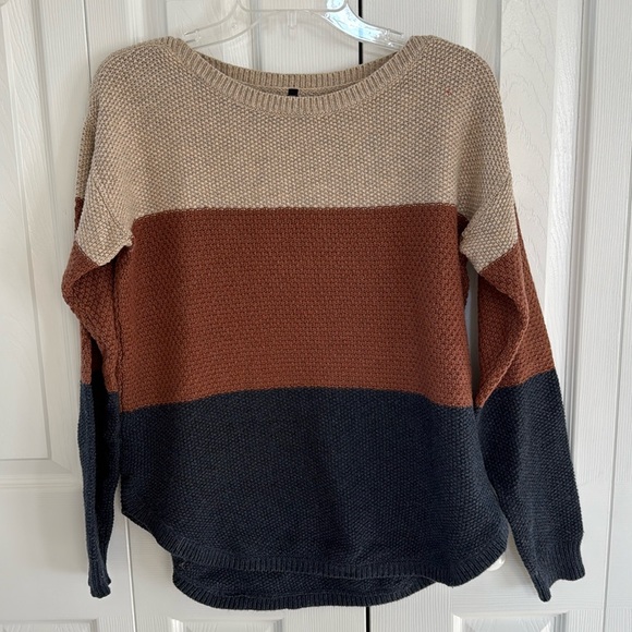 Kuhl Sweaters - KUHL Bella Stripe Merino Wool Blend Knit Sweater-Blue/Brown/Tan- M
